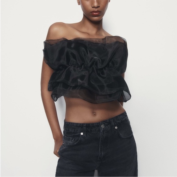 NWT Zara Organza Crop Top - Picture 5 of 7